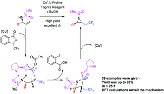 Graphical abstract: Synthesis of aziridines with multiple chiral substitutions by copper-catalyzed diastereoselective radical aminotrifluoromethylation of alkenes