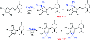 Graphical abstract: Asymmetric 1,3-dipolar cycloaddition reaction of chiral 1-alkyl-1,2-diphospholes with diphenyldiazomethane