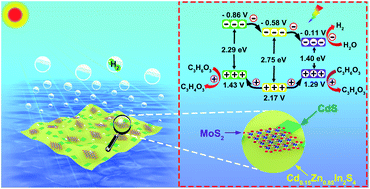 Graphical abstract: Efficient spatial charge separation in unique 2D tandem heterojunction CdxZn1−xIn2S4–CdS–MoS2 rendering highly-promoted visible-light-induced H2 generation