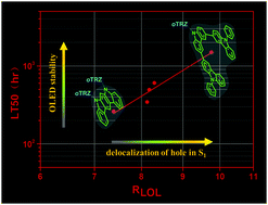 Graphical abstract: Expanding the hole delocalization range in excited molecules for stable organic light-emitting diodes employing thermally activated delayed fluorescence