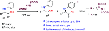 Graphical abstract: Kinetic resolution of N-aryl β-amino alcohols via asymmetric aminations of anilines