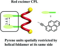 Graphical abstract: Red circularly polarized luminescence from intramolecular excimers restricted by chiral aromatic foldamers