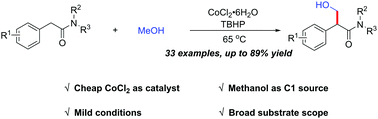 Graphical abstract: Cobalt-catalyzed direct α-hydroxymethylation of amides with methanol as a C1 source
