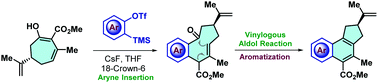Graphical abstract: Cascade aryne insertion/vinylogous aldol reaction of vinyl-substituted β-keto/enol carbonyls