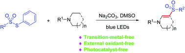 Graphical abstract: Visible-light-induced dehydrogenative sulfonylation of tertiary amines under transition-metal- and photocatalyst-free conditions