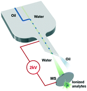 Graphical abstract: Droplet-assisted electrospray phase separation using an integrated silicon microfluidic platform