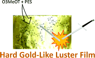 Graphical abstract: Edge-on lamellar crystallization of oligo(3-methoxythiophene) in polyester matrix films and a gold tone development thereof