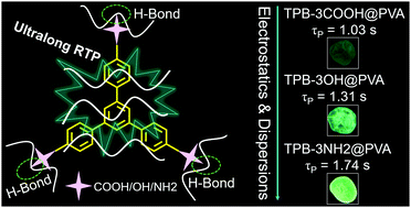 Graphical abstract: Unveiling the crucial contributions of electrostatic and dispersion interactions to the ultralong room-temperature phosphorescence of H-bond crosslinked poly(vinyl alcohol) films