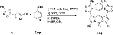 Graphical abstract: Synthesis and photophysical properties of novel oxadiazole substituted BODIPY fluorophores
