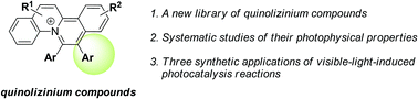 Graphical abstract: Synthesis of new quinolizinium-based fluorescent compounds and studies on their applications in photocatalysis