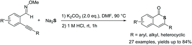 Graphical abstract: Base-promoted thioannulation of o-alkynyl oxime ethers with sodium sulfide for the general synthesis of isothiocoumarins