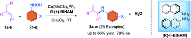 Graphical abstract: Copper-catalyzed asymmetric allylic C–H amination of alkenes using N-arylhydroxylamines