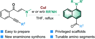 Graphical abstract: CuI-mediated benzannulation of (ortho-arylethynyl)phenylenaminones to assemble α-aminonaphthalene derivatives