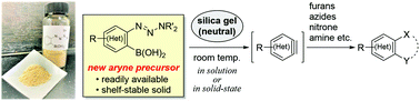 Graphical abstract: Silica gel-induced aryne generation from o-triazenylarylboronic acids as stable solid precursors