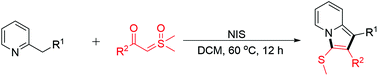 Graphical abstract: Indolizine synthesis via radical cyclization and demethylation of sulfoxonium ylides and 2-(pyridin-2-yl)acetate derivatives