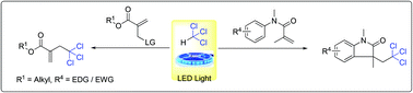 Graphical abstract: Visible light promoted polyhalomethylation of alkenes: alkylation and cyclization