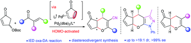 Graphical abstract: Palladium-catalysed diastereodivergent inverse-electron-demand oxa-Diels–Alder reactions of in situ formed cyclopentadienones via ligand-control