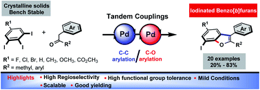 Graphical abstract: Domino C–C/C–O bond formation: palladium-catalyzed regioselective synthesis of 7-iodobenzo[b]furans using 1,2,3-triiodobenzenes and benzylketones