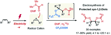 Graphical abstract: Electrochemically driven stereoselective approach to syn-1,2-diol derivatives from vinylarenes and DMF