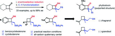 Graphical abstract: Catalytic enantioselective synthesis of benzocyclobutenols and cyclobutanols via a sequential reduction/C–H functionalization