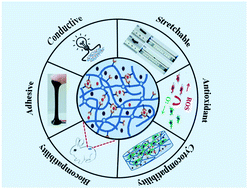 Graphical abstract: Mussel-inspired ultra-stretchable, universally sticky, and highly conductive nanocomposite hydrogels