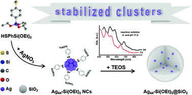 Graphical abstract: Synthesis of silica-stabilized Ag44 clusters aided by a designed mercaptosilane ligand