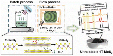 Graphical abstract: Photochemically engineered ultra-stable 1T MoS2 by flow synthesis