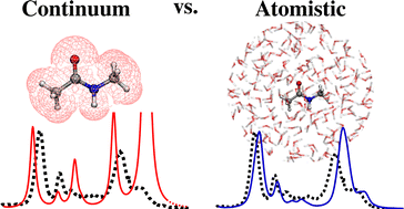 Graphical abstract: Continuum vs. atomistic approaches to computational spectroscopy of solvated systems