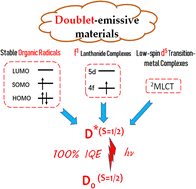 Graphical abstract: Doublet-emissive materials for organic light-emitting diodes: exciton formation and emission processes