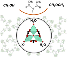 Graphical abstract: Active sites, kinetics, and inhibiting species in the catalytic dehydration of methanol over MIL-100(Cr)
