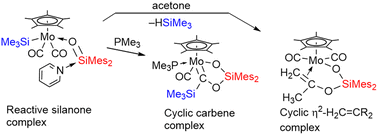 Graphical abstract: Synthesis and structure of a pyridine-stabilized silanone molybdenum complex and its reactions with PMe3 and acetone