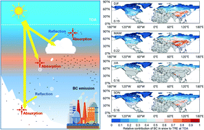 Graphical abstract: Assessment of the combined radiative effects of black carbon in the atmosphere and snowpack in the Northern Hemisphere constrained by surface observations