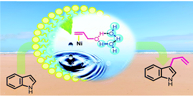 Graphical abstract: Water enabled, nickel-catalyzed highly chemoselective C-allylation of (NH)-indoles employing alcohols