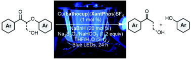 Graphical abstract: Decomposition of lignin models enabled by copper-based photocatalysis under biphasic conditions