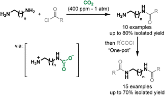 Graphical abstract: Taming diamines and acyl chlorides by carbon dioxide in selective mono-acylation reactions