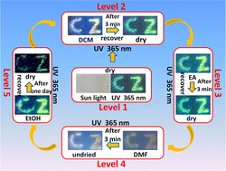 Graphical abstract: High-contrast reversible multiple color-tunable solid luminescent ionic polymers for dynamic multilevel anti-counterfeiting