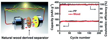 Graphical abstract: Natural wood-derived free-standing films as efficient and stable separators for high-performance lithium ion batteries