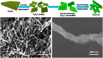 Graphical abstract: High-efficiency and simple synthesis of Ti3C2Tx nanoscrolls by surface energy modulation and cryogenic freezing
