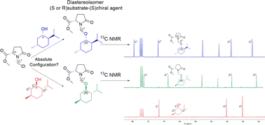 Graphical abstract: Assignment of the absolute configuration of secondary alcohols by 13C NMR and its correlation with methyl-1-(chloromethyl)-oxopyrrolidine-2-carboxylate and quantum-mechanical GIAO calculations