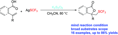 Graphical abstract: Silver-mediated radical oxytrifluoromethylation of unsaturated carboxylic acids for the synthesis of γ-trifluoromethylthio lactones