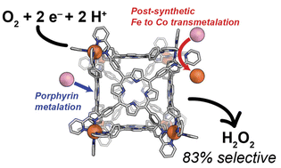 Graphical abstract: Electrocatalytic production of hydrogen peroxide enabled by post-synthetic modification of a self-assembled porphyrin cube