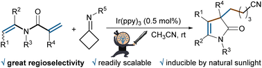 Graphical abstract: Exploring the regioselectivity of the cyanoalkylation of 3-aza-1,5-dienes: photoinduced synthesis of 3-cyanoalkyl-4-pyrrolin-2-ones