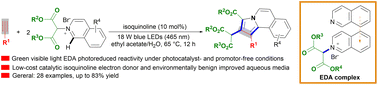 Graphical abstract: Metal-free photoinduced alkylative [3 + 2] annulation of terminal alkynes with N-alkyl isoquinolin-2-iums by catalytic isoquinoline-based electron donor–acceptor complex