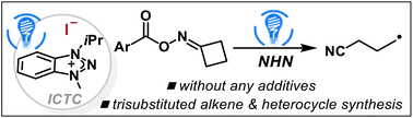 Graphical abstract: Additive free, N-heterocyclic nitrenium catalyzed photoreduction of cycloketone oxime esters