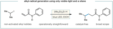 Graphical abstract: C(sp3)–C(sp3) coupling of non-activated alkyl-iodides with electron-deficient alkenes via visible-light/silane-mediated alkyl-radical formation