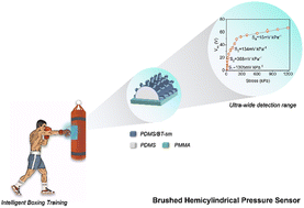Graphical abstract: A brushed hemicylindrical pressure sensor based on triboelectricity exhibits high sensitivity, a low detection limit and a wide detection range