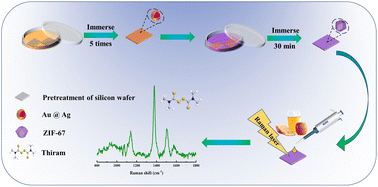 Graphical abstract: Sensitive determination of thiram in apple samples using a ZIF-67 modified Si/Au@Ag composite as a SERS substrate