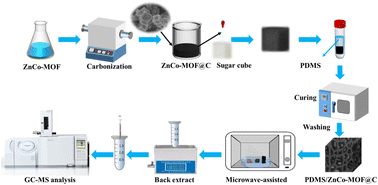 Graphical abstract: Efficient extraction based on a polydimethylsiloxane/bimetallic ZnCo-MOF carbonization sponge coupled with GC-MS for the rapid analysis of volatile compounds in cumin