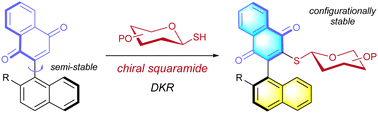 Graphical abstract: Organocatalytic atroposelective synthesis of naphthoquinone thioglycosides from aryl-naphthoquinones and thiosugars