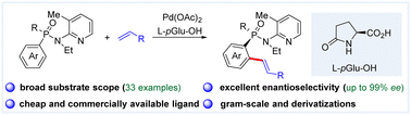 Graphical abstract: Pd(ii)-Catalyzed enantioselective C–H olefination toward the synthesis of P-stereogenic phosphinamides